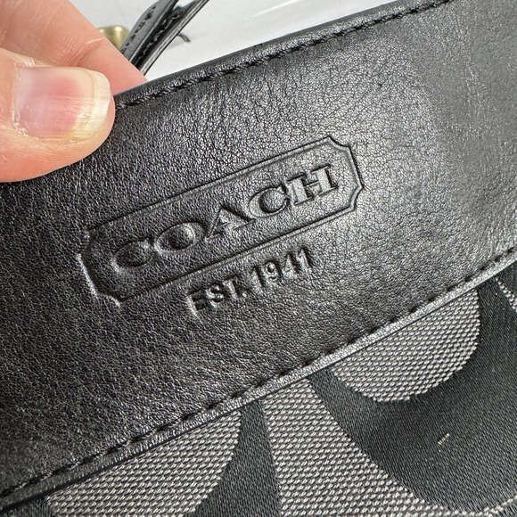 Vtg Coach Y2K Signature C Jacquard Hobo Shoulder Bag Black Leather Trim - Picture 5 of 16